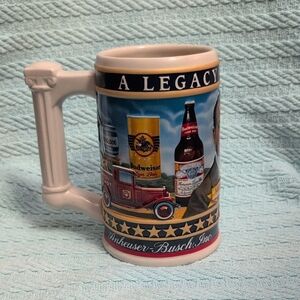 Anheuser-Busch Ceramic Beer Stein - White with Multicolor Print